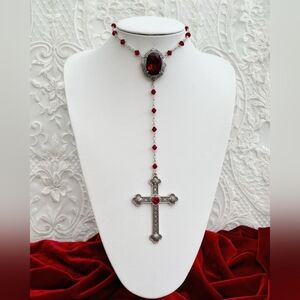 Rosary 'Lucy' Necklace in Red